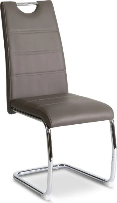 Krzesło Tapicerowane LOPEZ Szare Na Płozach Ekoskóra Nowoczesne