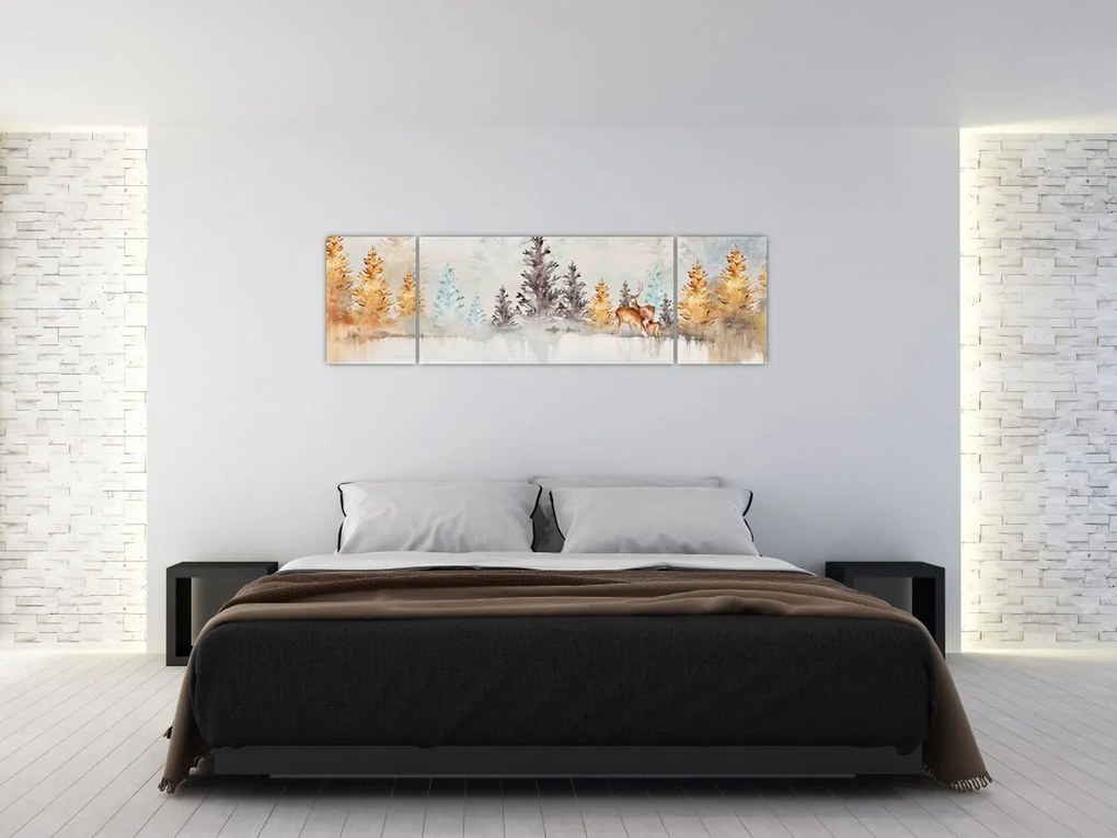 Obraz - Akwarelowy las (170x50 cm)