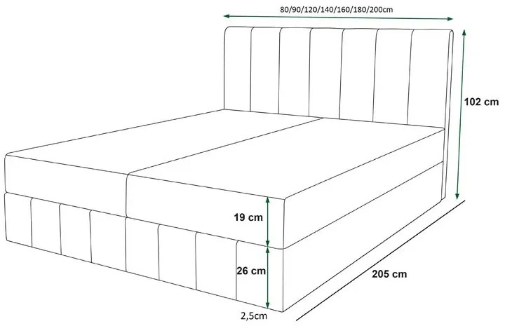 Grafitowe łóżko tapicerowane welurem 4 rozmiary Z0-B42