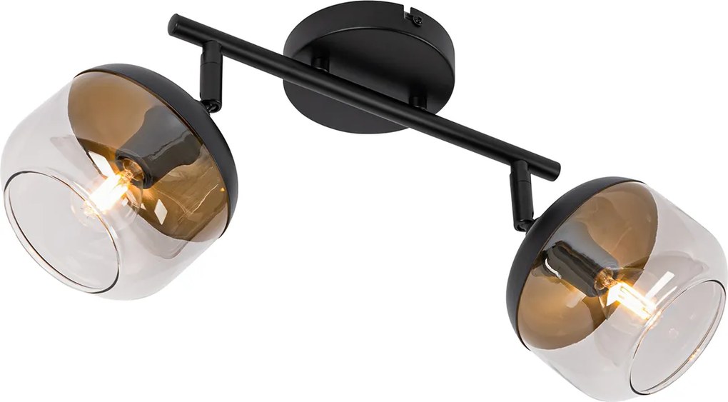 Designerski reflektor czarny ze złotem i dymionym szkłem 2-światła - Kyan