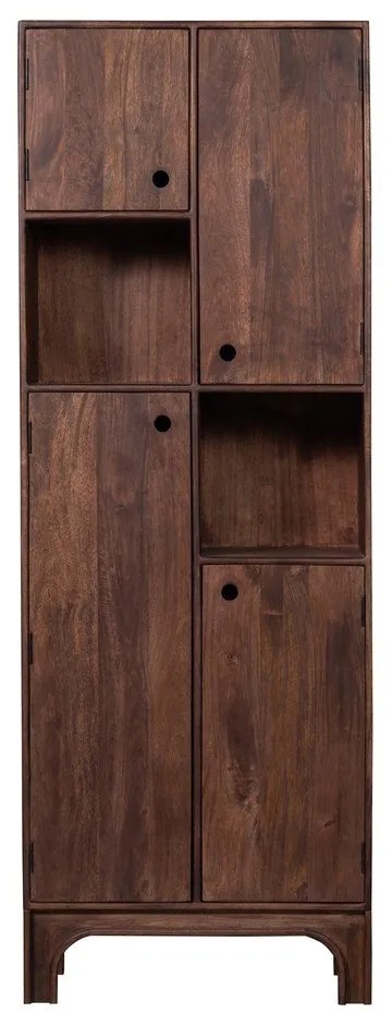 Ciemnobrązowa szafka z litego drewna mango 75x210x45 cm Staes – WOOOD