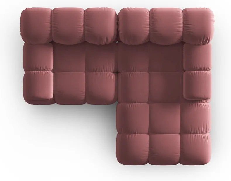 Różowy aksamitny narożnik (prawostronny) Bellis – Micadoni Home