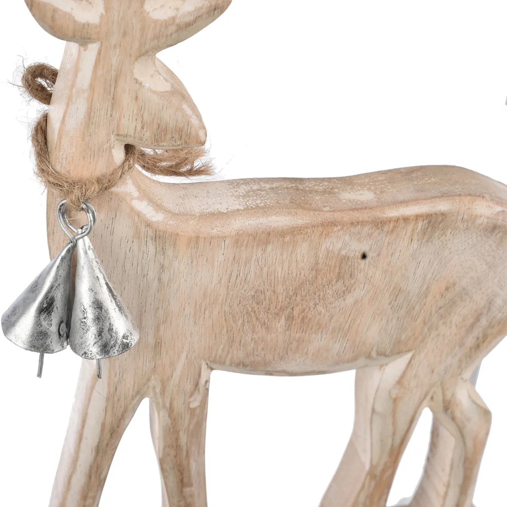 4Home Dekoracja z drewna mango Nordic Reindeer, 33 cm