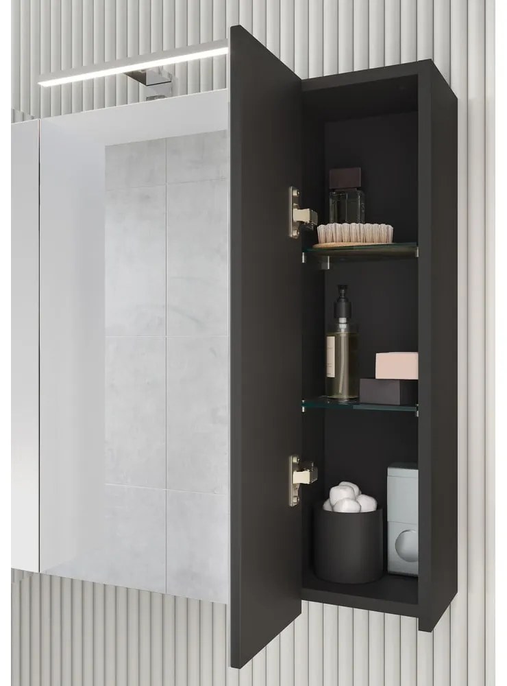 Ciemnoszara szafka łazienkowa z lustrem 76x71 cm – Germania