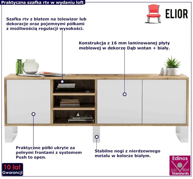 Szafka na TV dąb wotan + biały G4-E55