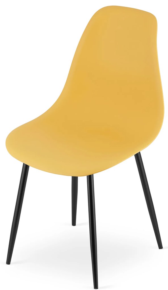 Zestaw 4 musztardowych krzeseł OSAKA z czarnymi nogami