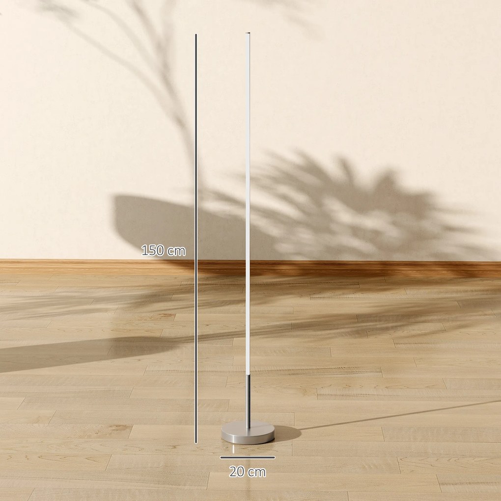 HOMCOM Lampa stojąca LED do salonu z regulowaną temperaturą barwową do sypialni i biura, 20 x 20 x 150 cm | Aosom PL