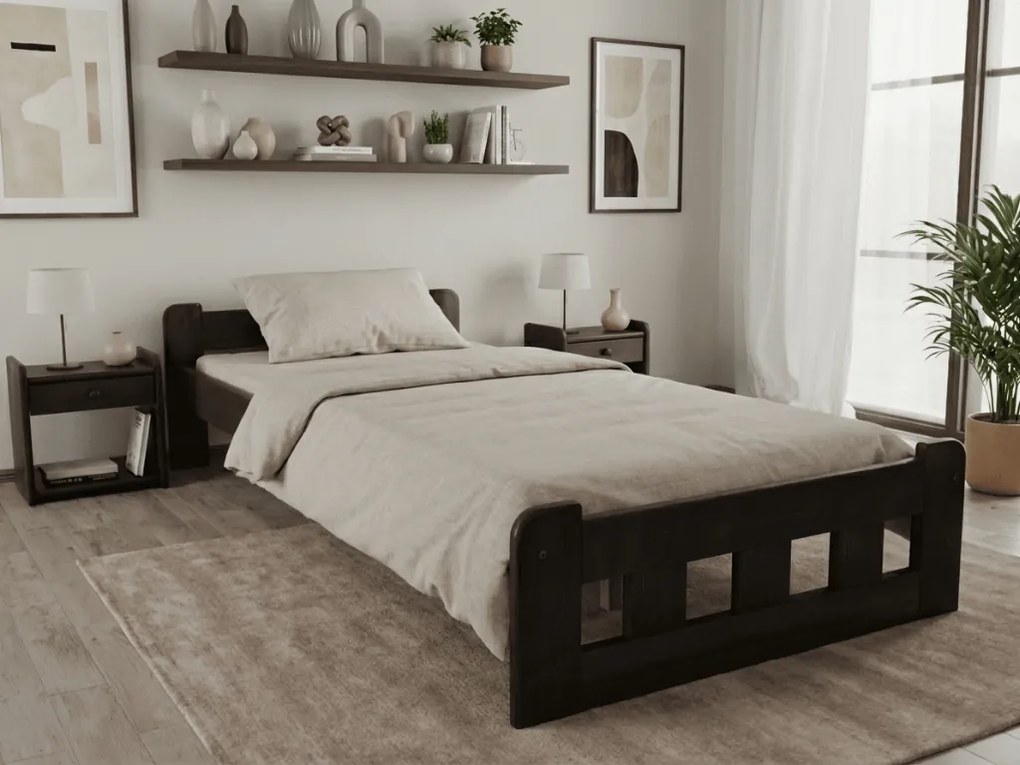 Łóżko Naomi podwyższone 90 x 200 cm, orzech Stelaż: Ze stelażem listwowym rolowanym, Materac: Materac Coco Maxi 20 cm