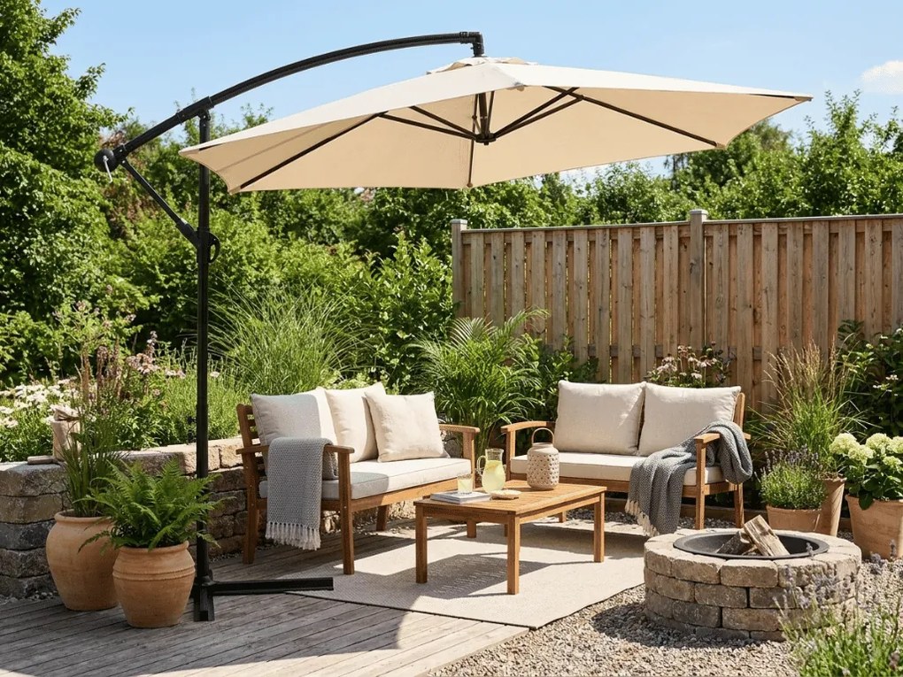 Parasol ogrodowy ELVARO regulowany, kremowy