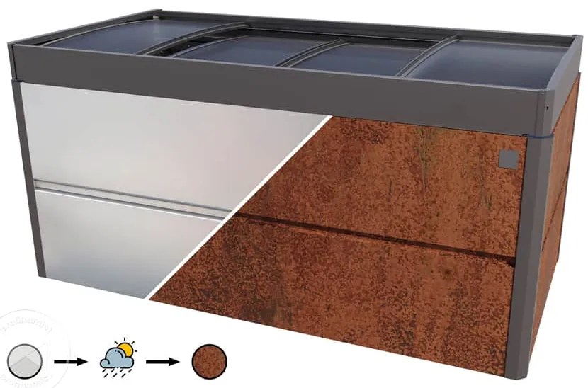 PRIMEYARD 200 x 100 x 77 cm Grządka podwyższona, stal corten, Optyka rdzy, z inspektem ogrodowym - (GFPV00785)