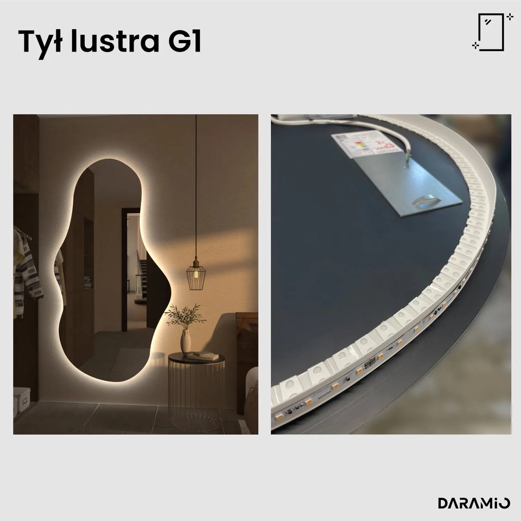 Falowane lustro łazienkowe LED G1