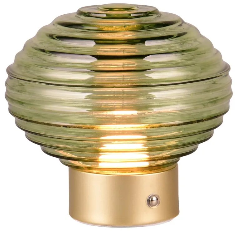 Lampa stołowa LED w zielono-złotym kolorze ze ściemniaczem i szklanym kloszem (wys. 14,5 cm) Earl – Trio