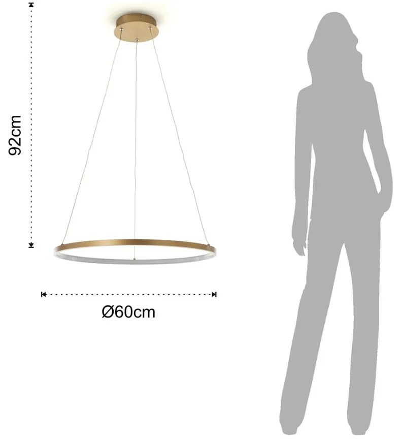 Lampa wisząca w kolorze złota Tomasucci Ring, wys. 92 cm