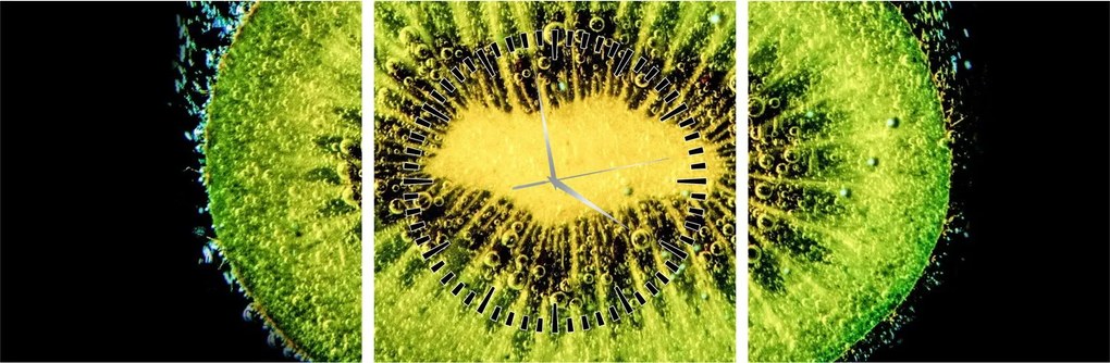 Obraz - szczegół kiwi w wodzie (z zegarem) (90x30 cm)