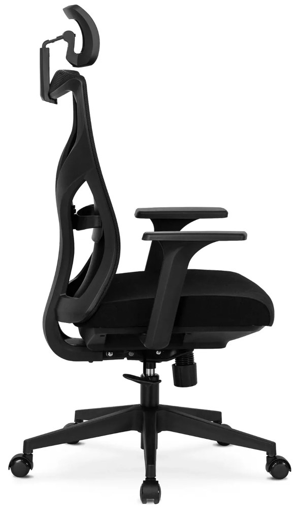 Fotel Biurowy Ergonomiczny Obrotowy SPIRAL Czarny z Zagłówkiem do Pracy