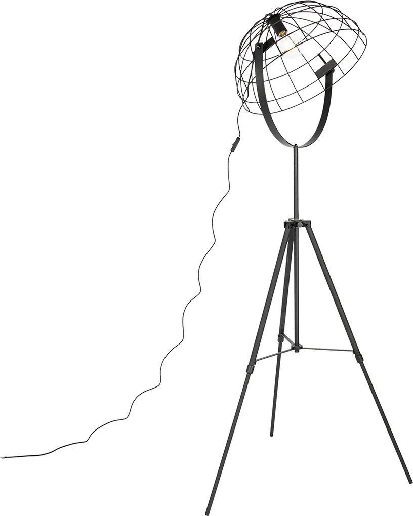Industrialna lampa podłogowa na statywie czarna 50 cm regulowana - Hanze