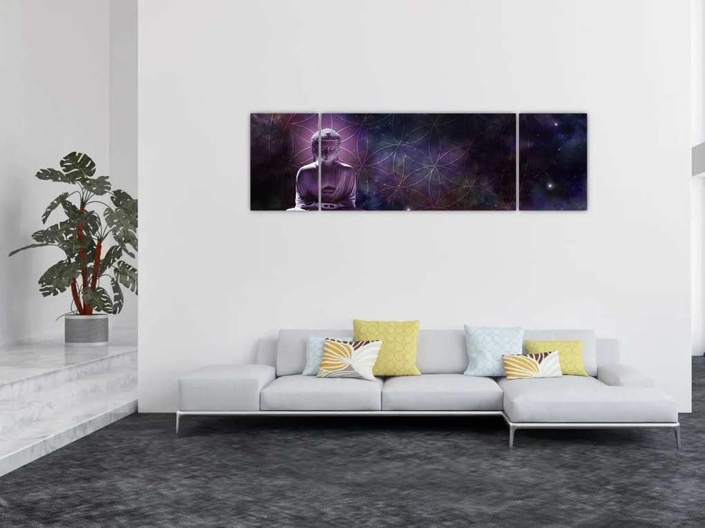 Obraz - Budda z kwiatami życia (170x50 cm)