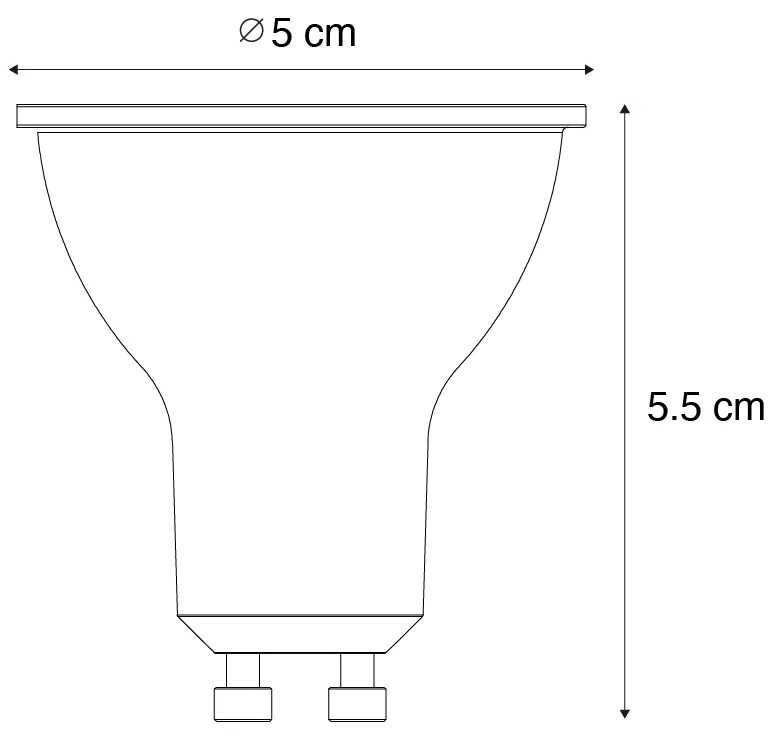 Zestaw 5 żarówek LED GU10 z 3-stopniową regulacją jasności 7W 600 lm 2700K