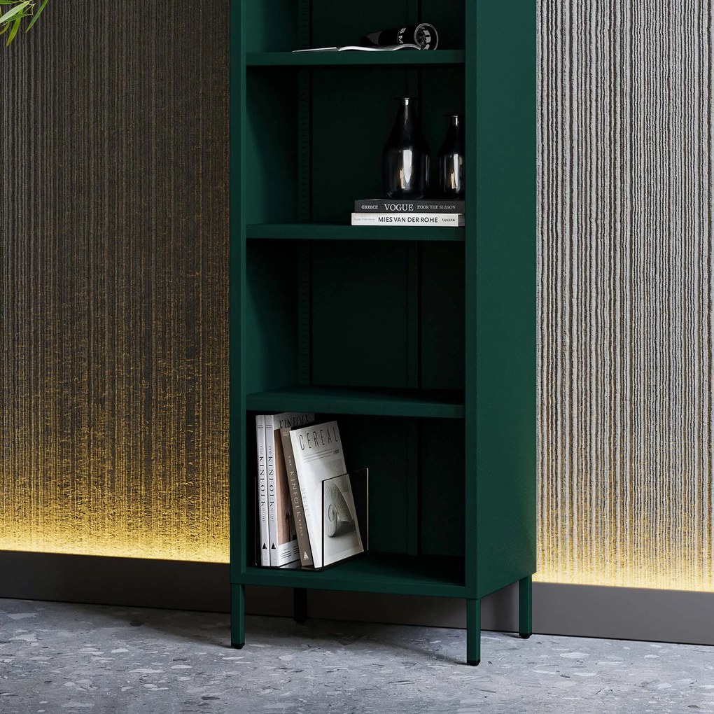 Regał na książki MARIO, 500 x 1800 x 350 mm, Modern: butelkowa zieleń