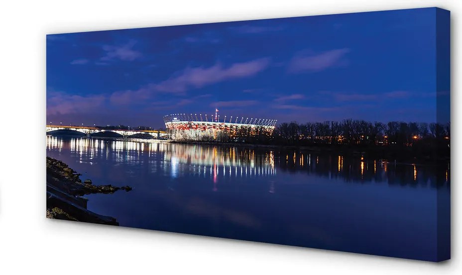 Obraz drukowany na płótnie Most i Stadion Narodowy Nocą