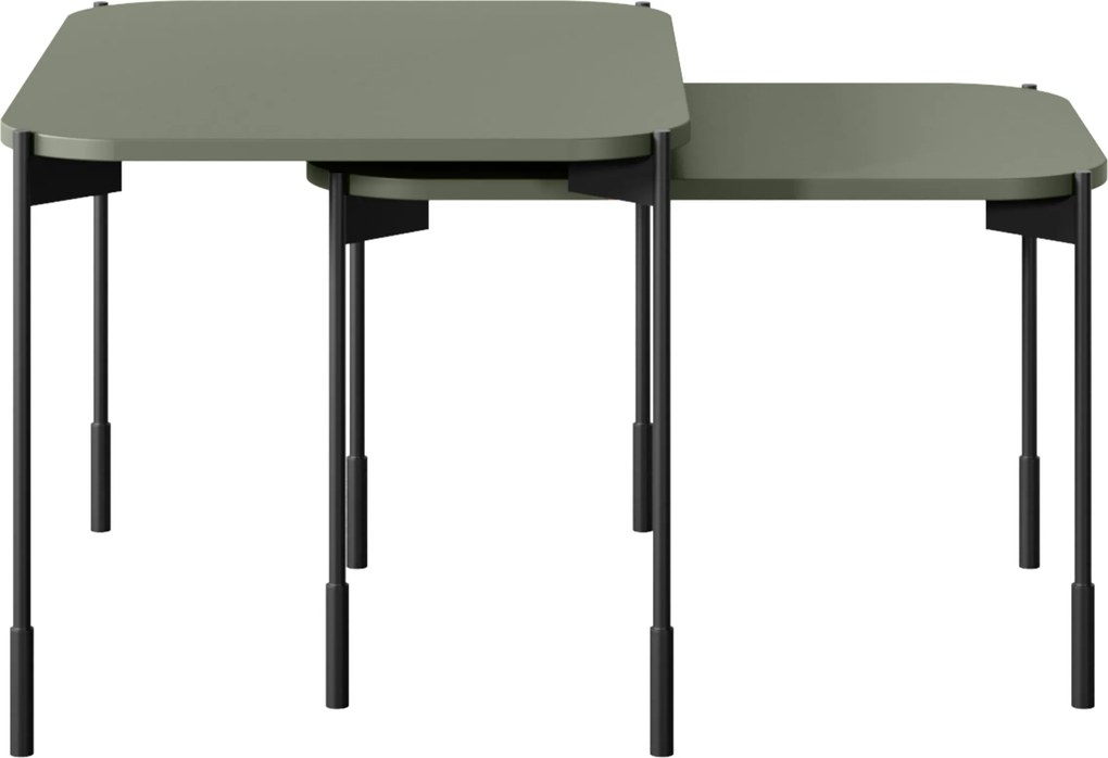 Stolik kawowy Sonatia 70 cm prostokątny na metalowych nogach - oliwka