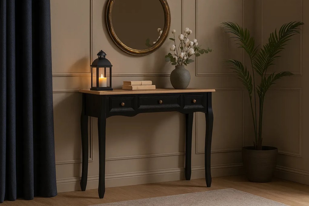 Czarna konsola z szufladami A4-K84