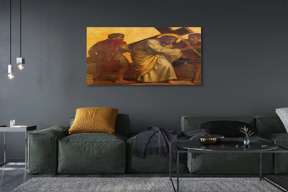 Zdjęcie na płótnie Jezus na Krzyżu i Ludzie