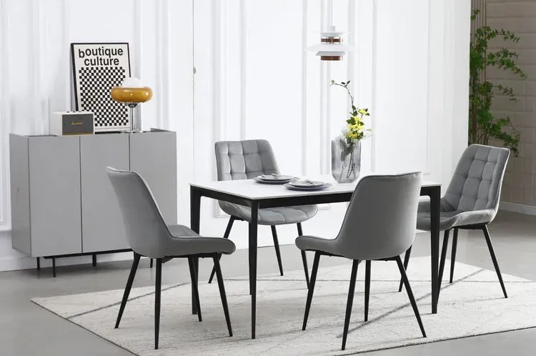 Jasnoszare pikowane krzesło welurowe nowoczesne Z5-C68