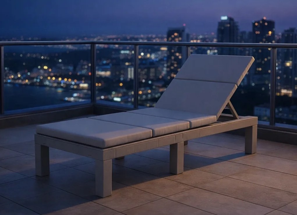 Leżak ogrodowy hotelowy Lagoon SL-02C z poduszką, składany, kolor szary