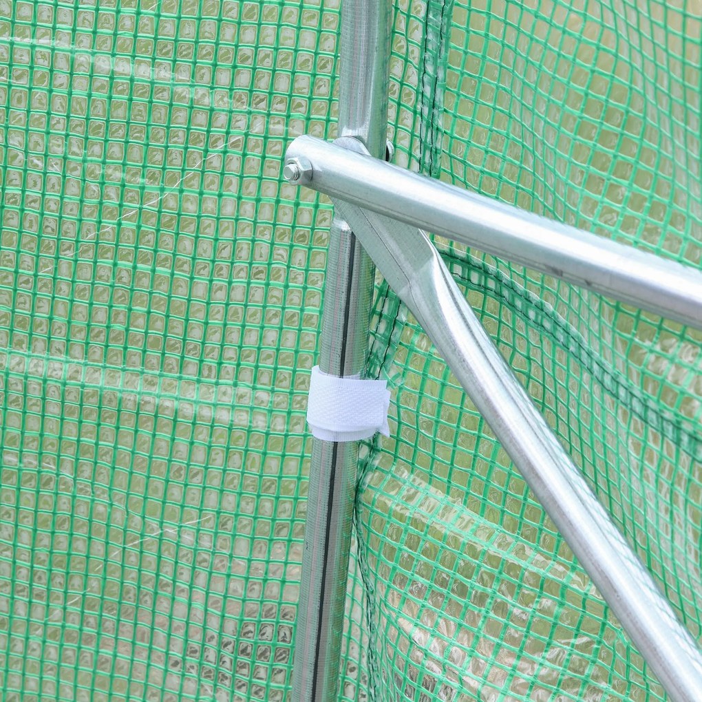 Outsunny tunel ogrodniczy szklarnia foliowa zielona 450Lx300Wx205H cm idealna do uprawy roślin | Aosom PL