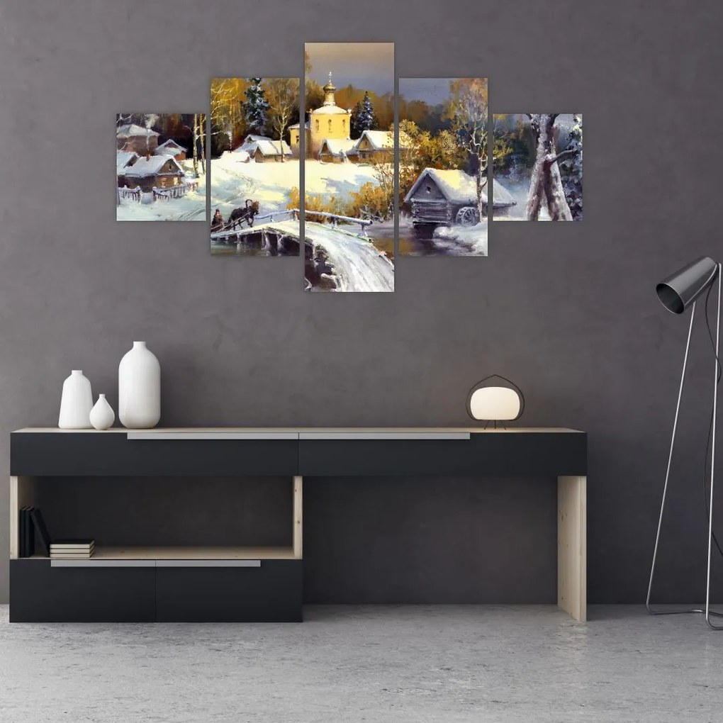Obraz - Zimowe miasteczko (125x70 cm)