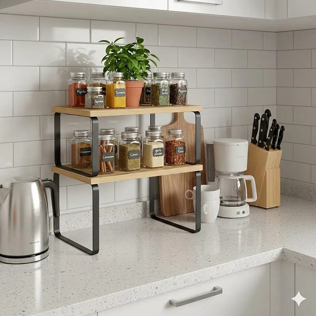 Zestaw 2 skandynawskich półek kuchennych dąb artisan T3-H58