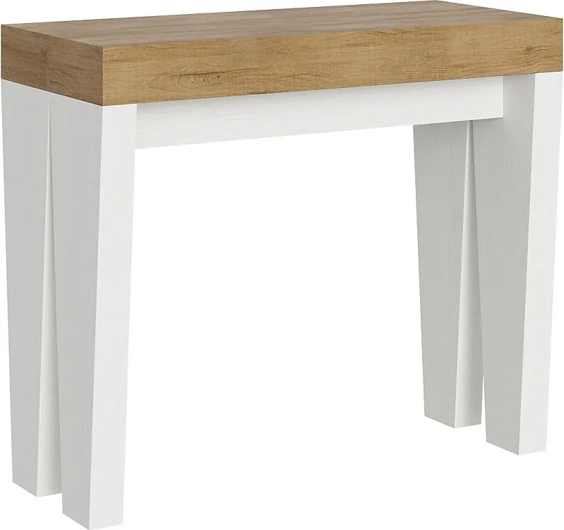 Konsola rozkładana 90x40/196 cm Spimbo Mix Small Blat Dąb naturalny - Struktura Frassino biała