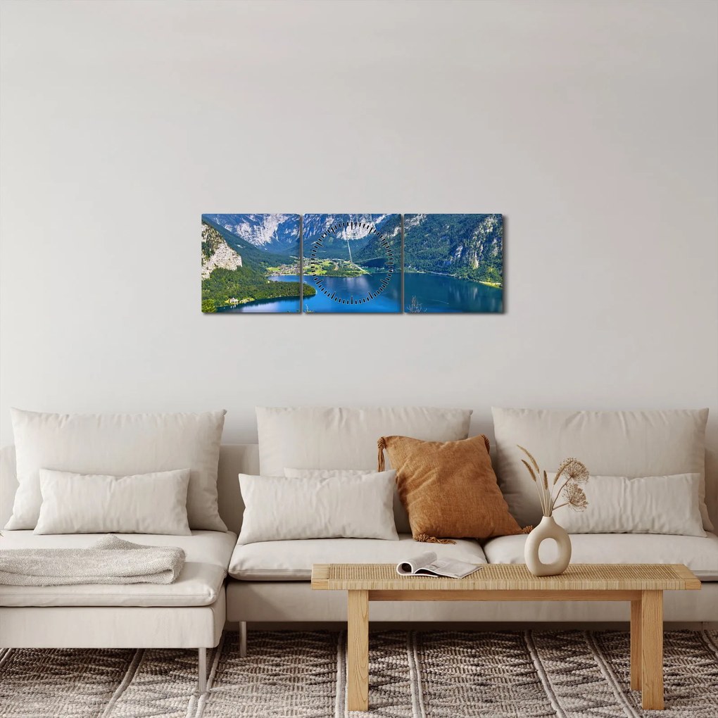 Obraz - Hallstätter See, Hallstatt, Austria (z zegarem) (90x30 cm)