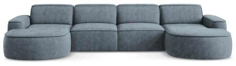 Szaroniebieski narożnik z tkaniny szenilowej (w kształcie litery U) Omao – Makamii