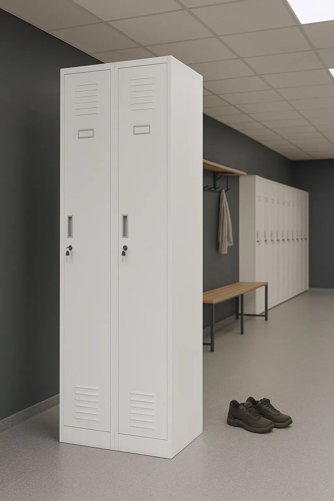 Dwudrzwiowa szafa BHP wąska 60x50x180 cm Kacper 2, biała