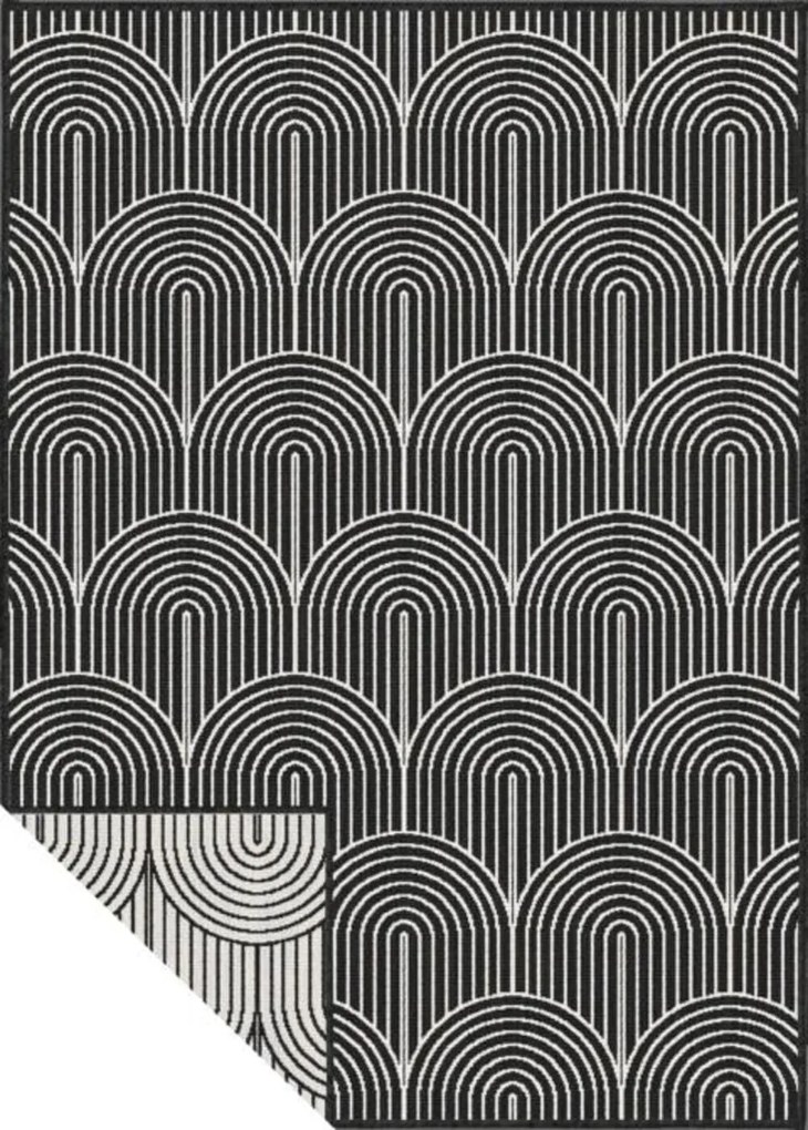 Dywan zewnętrzny dwustronny Pangli czarno-kremowy 160 cm x 230 cm
