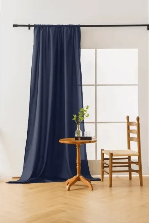 Zasłona OXFORD LIGHT 140x270 cm, ciemnoniebieska Zawieszanie: Taśma z wiązaniami