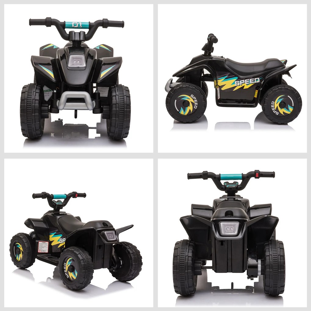 HOMCOM Quad elektryczny 6V dla dzieci z funkcją przód/tył dla dzieci 1,5-3 lata do 20 kg Schwarz | Aosom PL