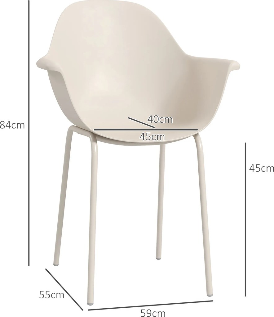 Outsunny Zestaw 4 krzeseł ogrodowych Składane Szare z oparciem Podłokietniki do 120 kg | Aosom PL
