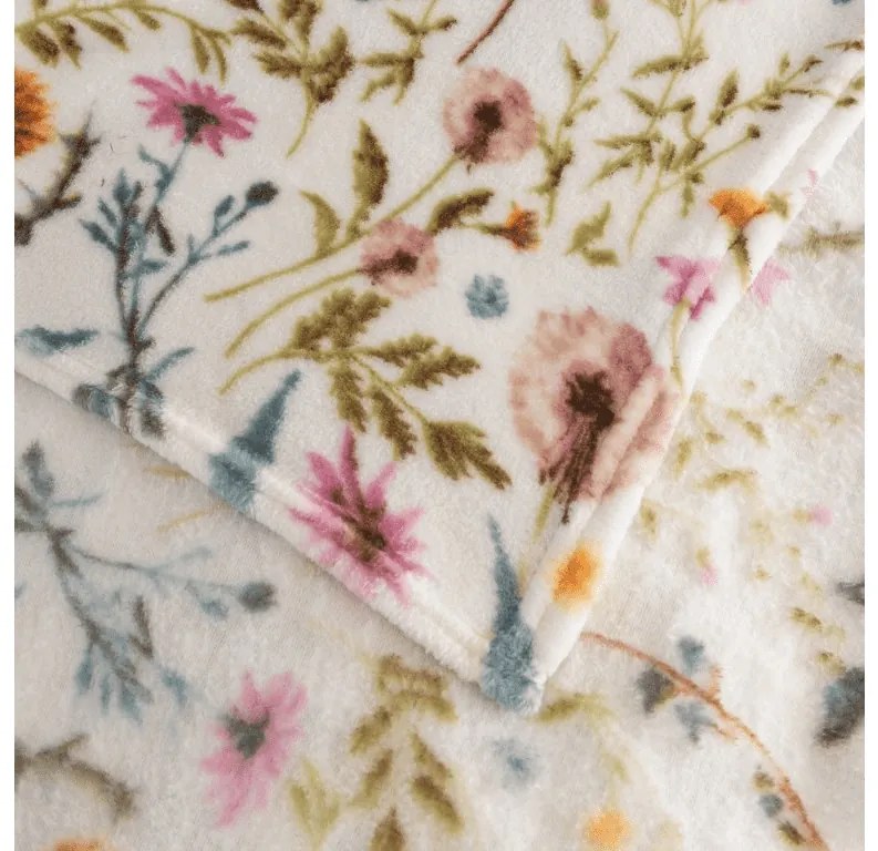 Mikropluszowy koc HERBALIS, kremowy Rozmiar: 150 x 200 cm