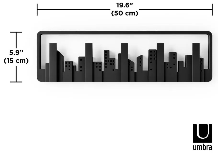 Czarny plastikowy wieszak ścienny Skyline – Umbra