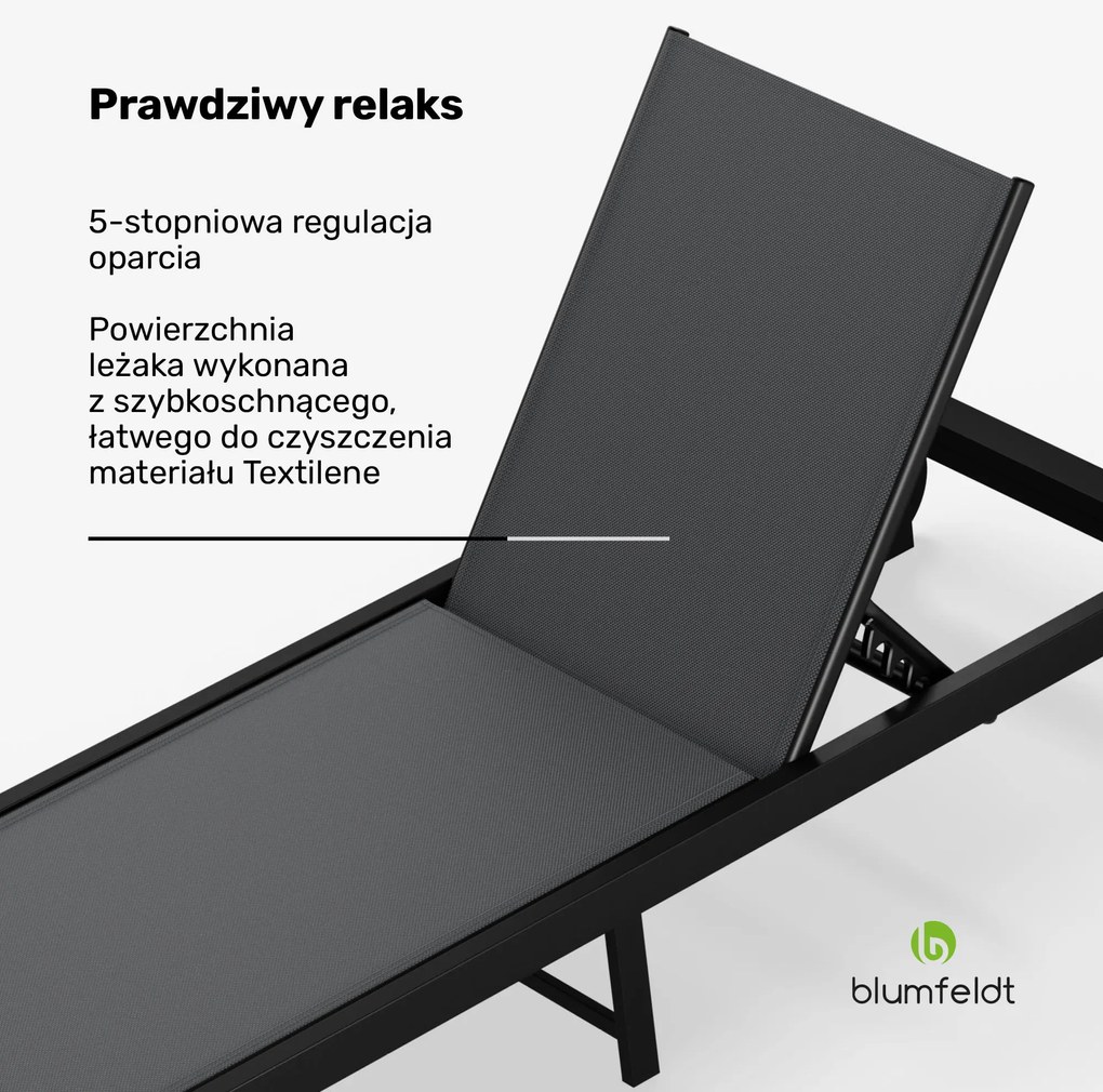 Blumfeldt Lucca Lounge leżak ogrodowy | maks. obciążenie 120 kg | 5-stopniowa regulacja