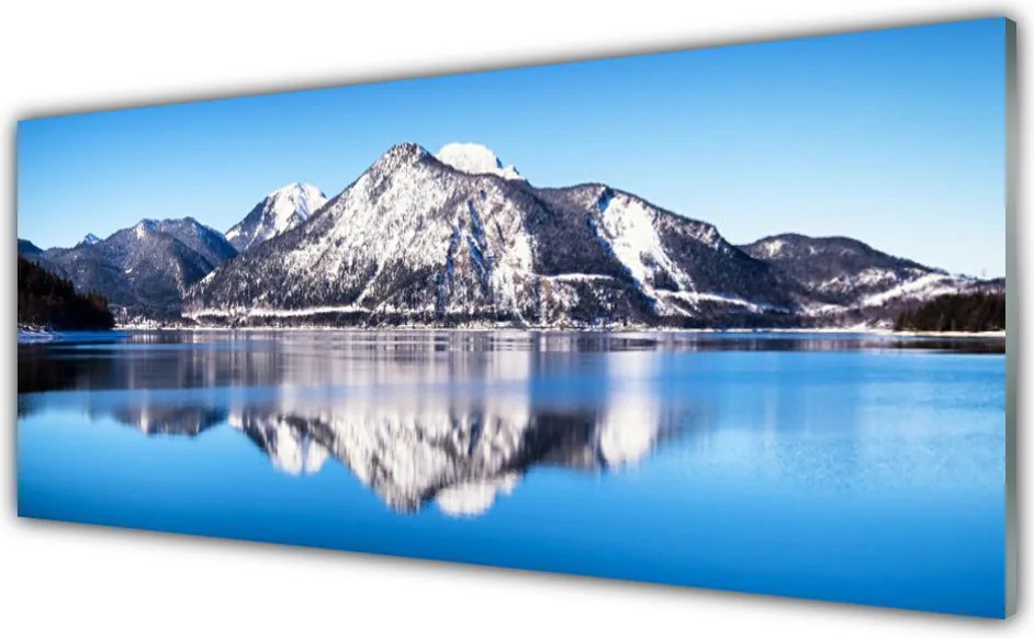 Dekor Szklany do Kuchni Błękitne Jezioro Wśród Szczytów