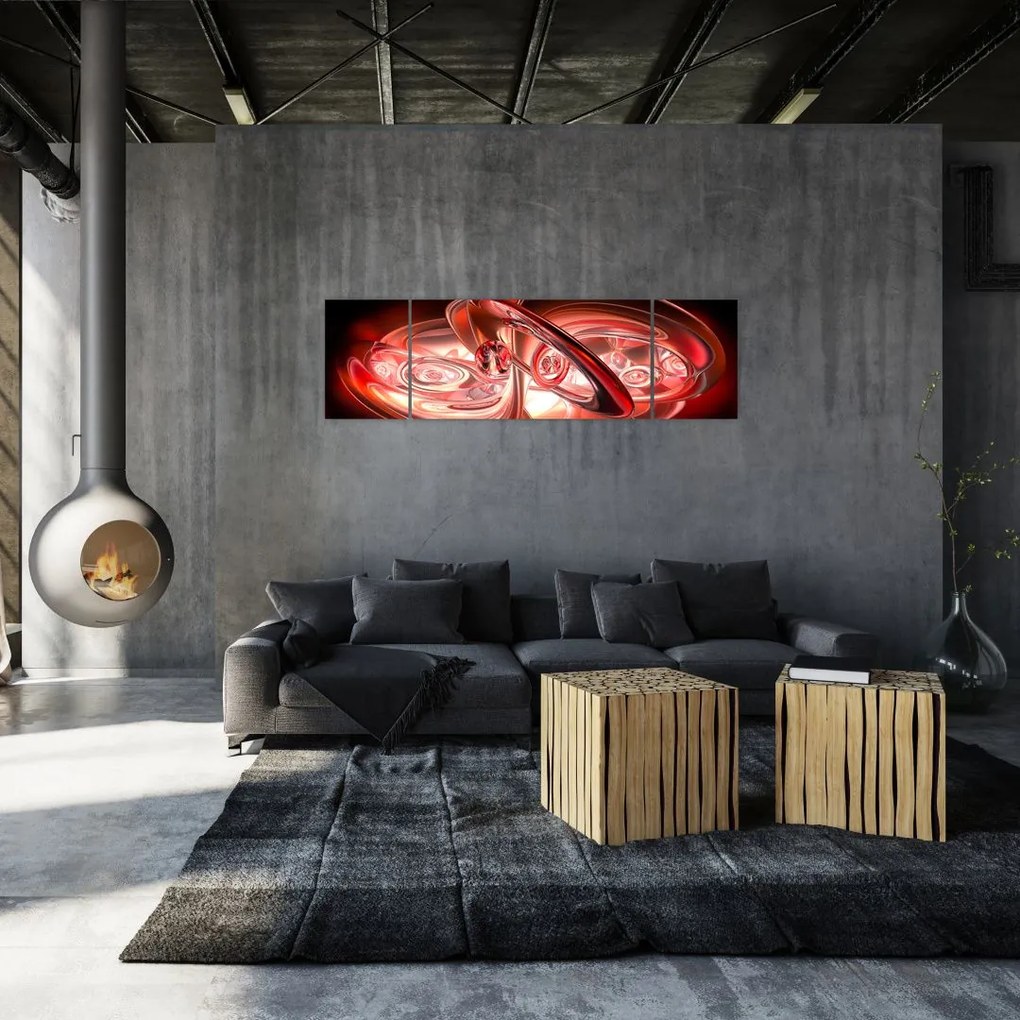 Obraz - czerwone kształty (170x50 cm)