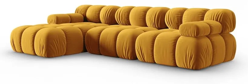 Żółta aksamitna sofa 285 cm Bellis – Micadoni Home