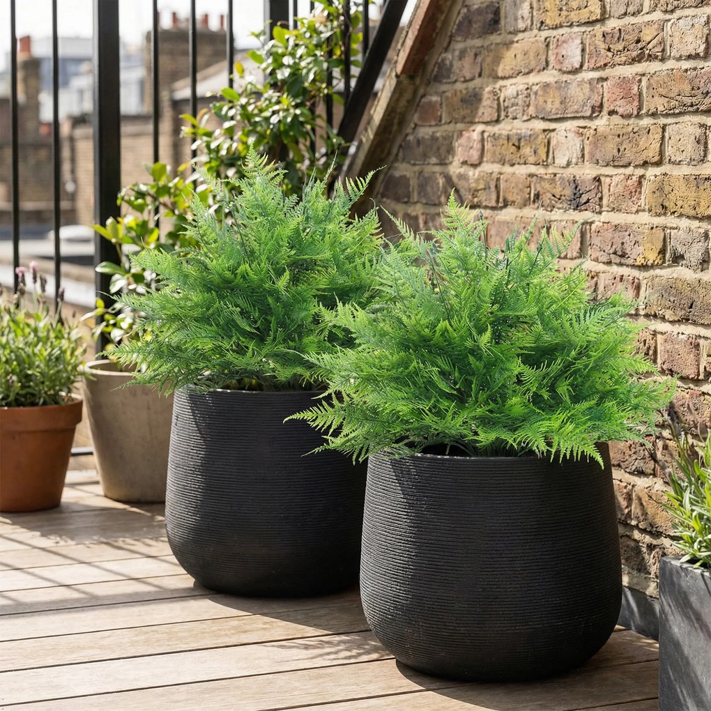 HOMCOM Sztuczne Krzewy Paproci Bostońskiej, Odporne na UV, Zestaw 2 sztuki, 60 cm, do Ogrodu, na Werandę | Aosom PL