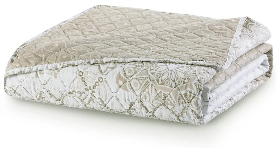 Jasnobrązowa narzuta dwustronna z mikrowłókna DecoKing Malaga, 220x240 cm