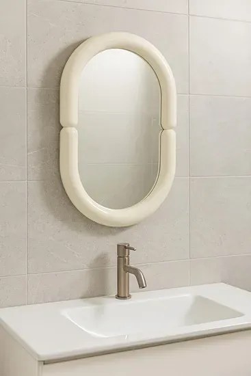 Białe lustro wiszące w stylu retro  B0-S29