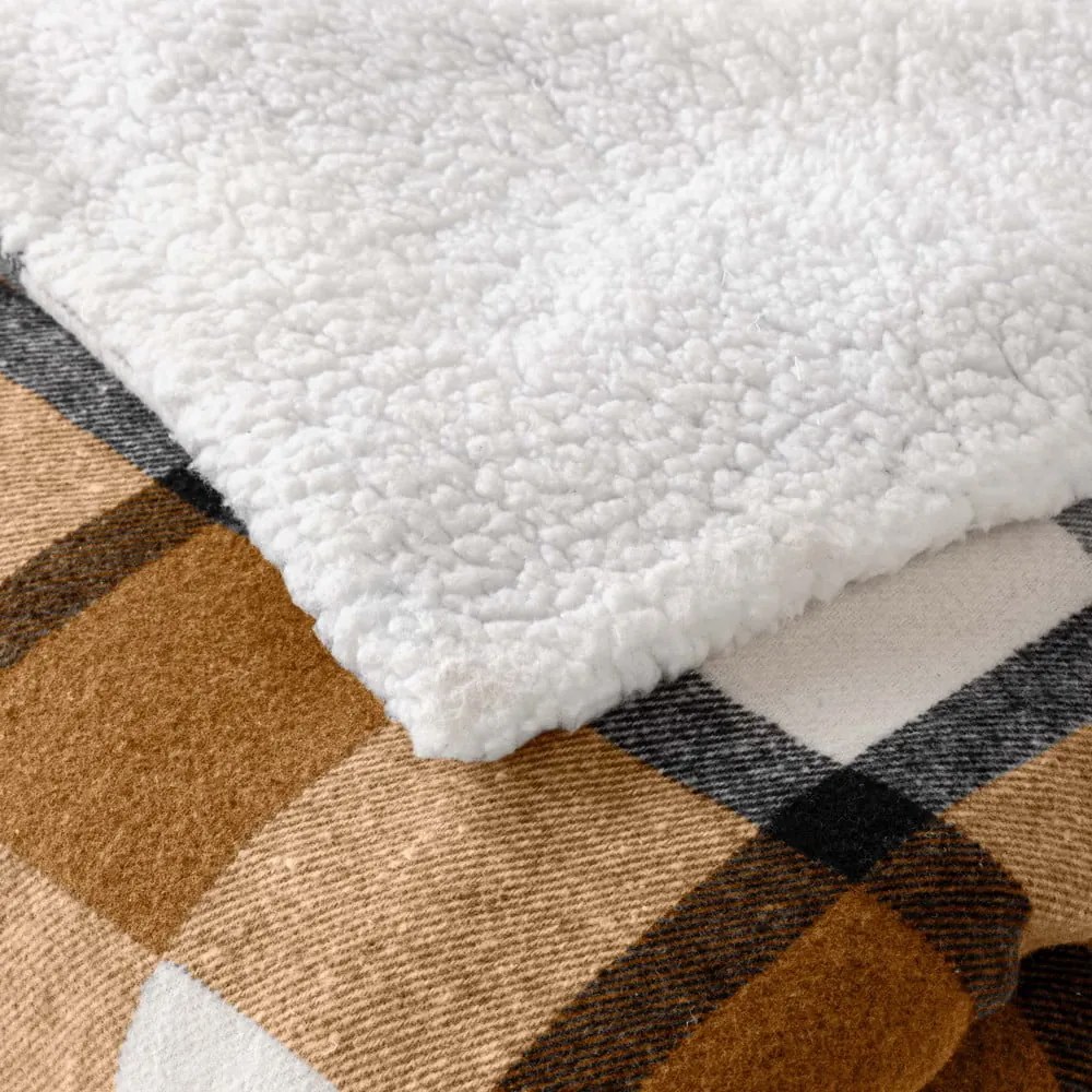 Brązowy koc z materiału sherpa 125x150 cm Ecossais – douceur d'intérieur